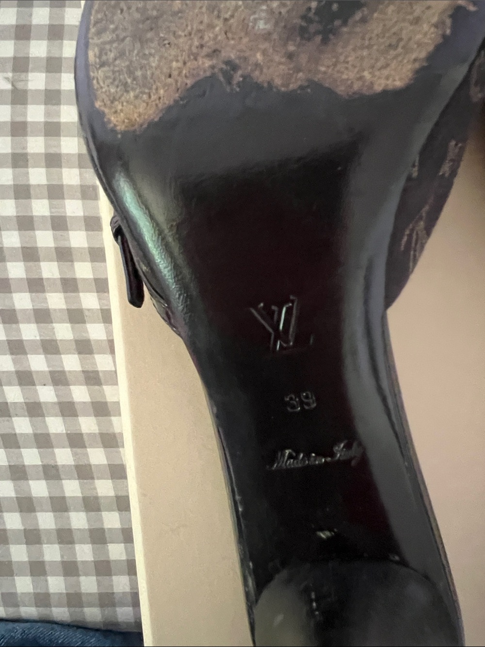 Louis Vuitton Monogram Canvas Mule Heels Size 39 | Peep Toe Kitten Heel - Picture 9 of 9
